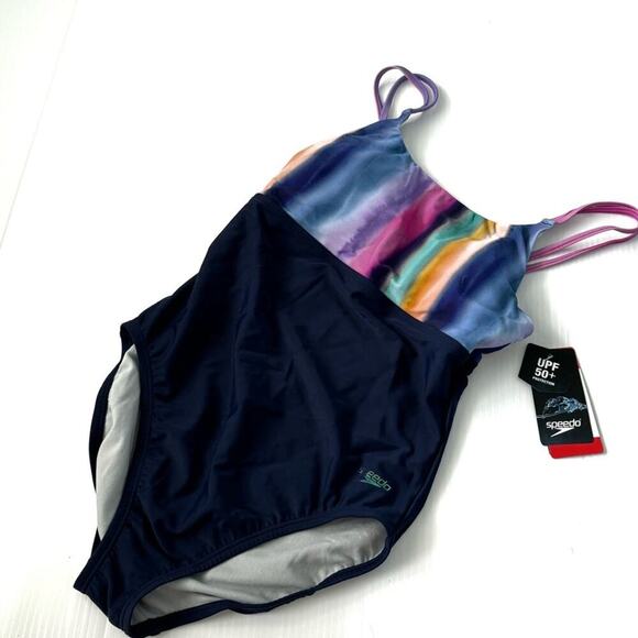 🆕 Speedo porcelain Double-Strap One-Piece Swimsuit NWT size 6 - Picture 1 of 7